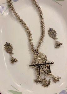 New Oxidized Silver Krishna  Necklace Set