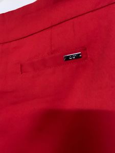 Chic Red Mini Skirt With Builtin Shorts