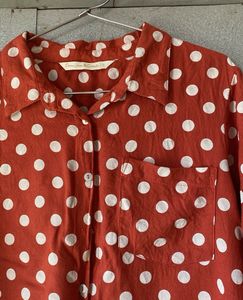 Rust dotted Button-Up Shirt
