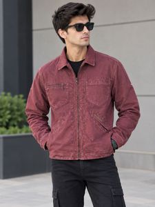MARLBORO Men's Maroon Casual Jacket