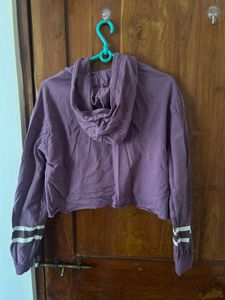 Purple Cropped Paris Athletic Hoodie