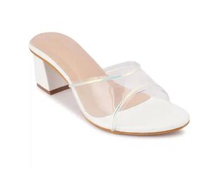 White Clear Strap Heels