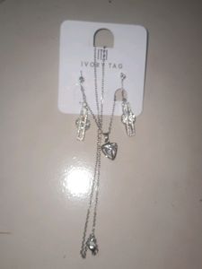 Earring Pendant Set Earring Silver American Diamond