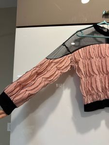 Sheer Black &amp; Pink Textured Top