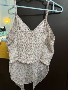 Floral Cami Top with Tie Detail
