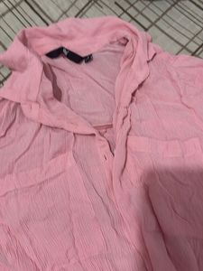 Pink Textured Button-Up Shirt
