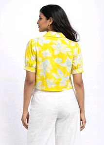 Yellow Floral Crop Top Set