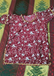 Maroon Floral Print Kurta