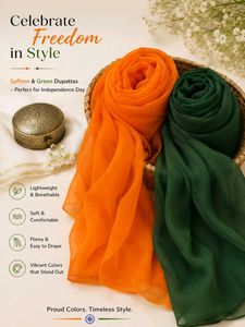 Saffron & Green Dupattas - Perfect for Independenc