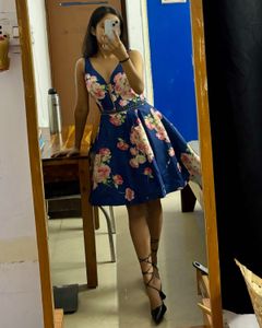 Navy Floral Fit & Flare Dress