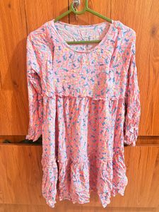 Pink Floral Tiered Dress
