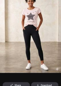 Stylish Black pants with Star T-Shirt 32_34