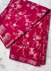 Beautiful Pink Floral Saree