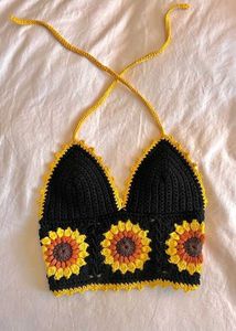 Crochet Sunflower Halter Top