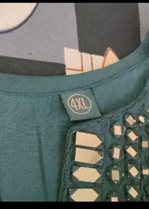 Teal Kurta Set with Embellished Neckline