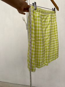 Green &amp; White Checked Wrap Around Skirt