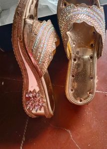 Sparkly Gold Platform Slides