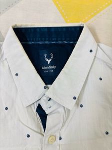 Allen Solly Men's White Polka Dot Shirt