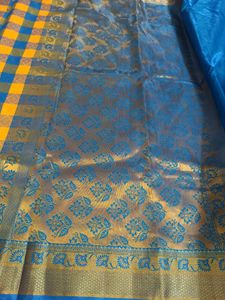 Blue and Yellow Checks saree