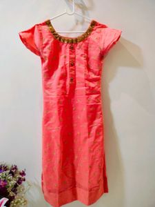 coral Embroidered Kurta set
