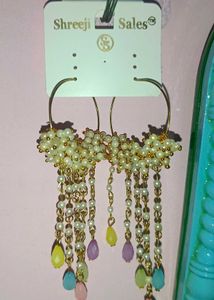 Boho Beaded Hoop Earrings with Charms