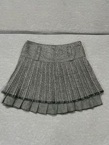 Grey Pleated Mini Skirt