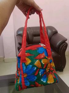 Quilted Floral Print Clutch Bag