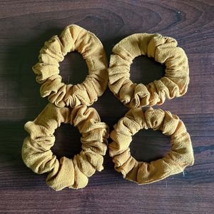 Yellow crepe scrunchies