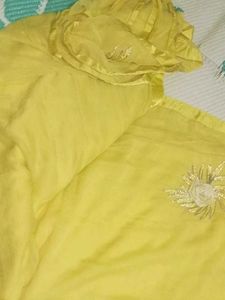Yellow Embroidered saree