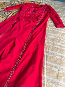 Stunning Pink Embroidered Kurta Set with Jacket