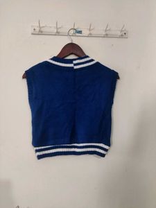 Blue Cropped V-Neck Vest Top