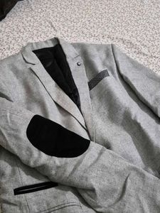 Men's Grey Blazer with Pocket Square