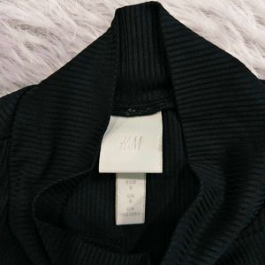 H&amp;M Black Ribbed Mock Neck Bodysuit