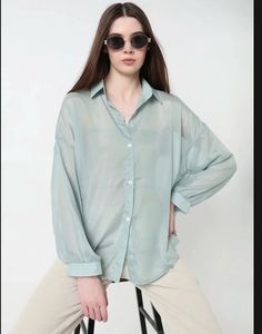 Light Blue Sheer Textured Top