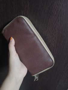 Stylish Brown Double Zipper Pouch / Wallet – ₹259