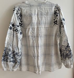 Vero Moda - Embroidered Plaid Tunic Top
