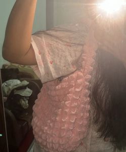 Cute Pink Textured Shoulder Bag
