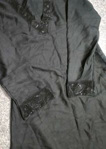 Black Abaya Dress with Sequin Detail