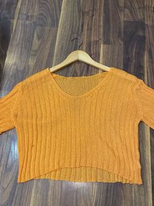 URBANIC Cropped Orange Knit Top
