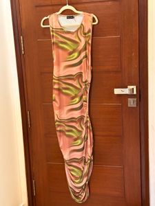 Stylish Marble Print Ruched Midi Dress