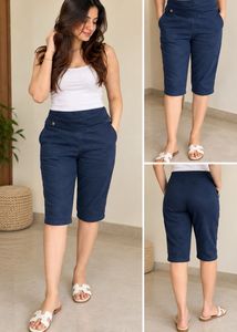 Capri Pants Women's Navy Blue Cropped Trousers
