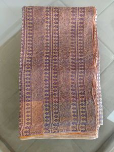 Elegant Rust and Brown Cotton Printed Kota Saree