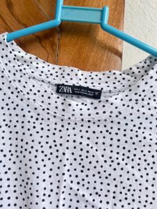 ZARA  Polka Dot Cinched Top