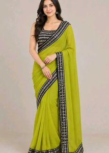 New Saree,Blouse Pc💚bangles 🩷 earrings