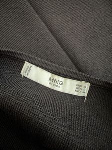 MANGO Black Square Neck Ribbed Top