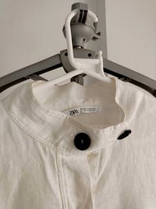 Zara Cream Linen Button Up Top