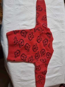 Cute Red Bear Print Sweater