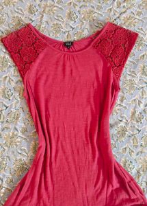 Chic Pink Lace Sleeve Top