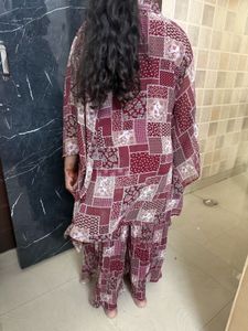 Maroon Patchwork Kurta Set