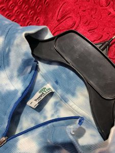 Blue Tie-Dye Cropped Half-Zip Top
